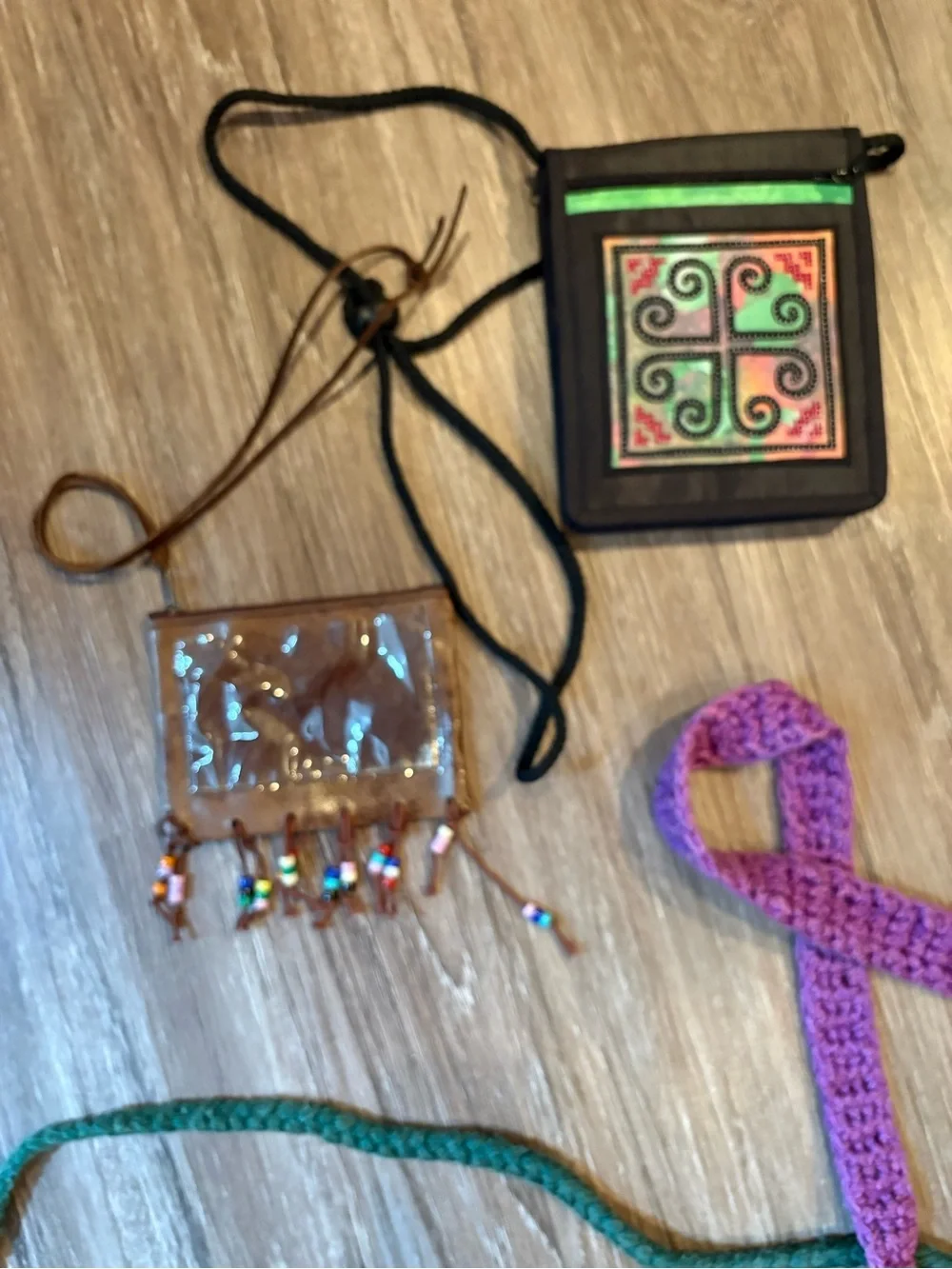 Handmade Crochet Crossbody Bag Lot - Green, Yellow, Purple, Pink
